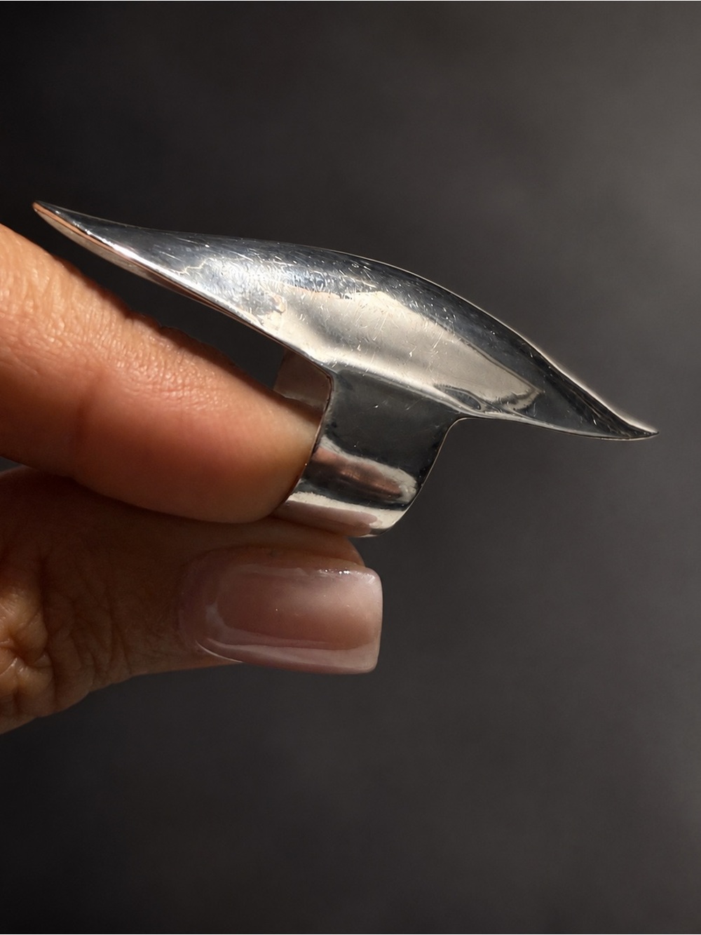 Sleek Silver Statement Ring - Modern Wing Design